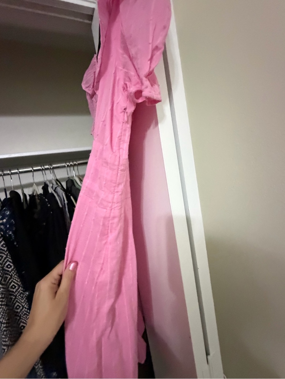 Pink Ruffle Neck Dress - Picture 3 of 4
